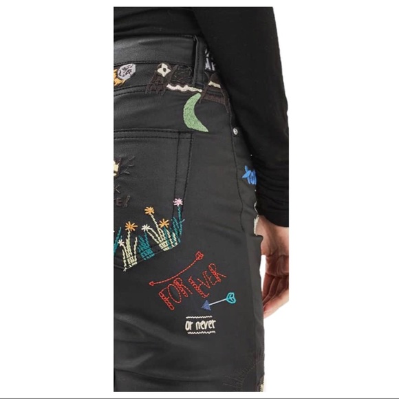 TOPSHOP SCRIBBLE COATED SKINNY JEANS - Picture 2 of 8